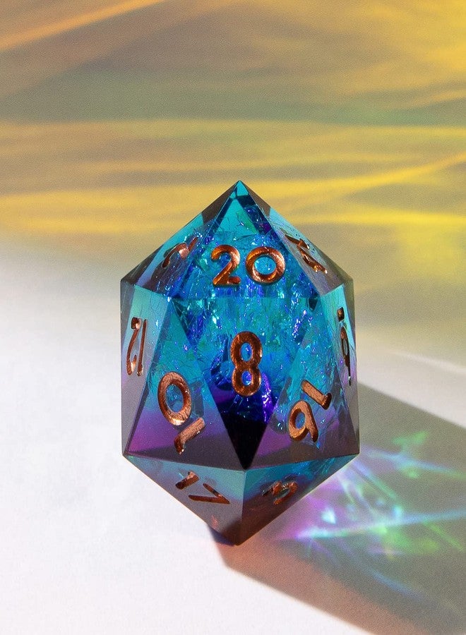 YEMEKO Single D20 Dice - 22mm, 20 Sided D&D Dice for Dungeons and Dragons, DND Dice with Resin Sharp Edge, Handmade Polyhedral for RPG, Roleplaying Games MTG Table Games(Blue Red) - Image 3